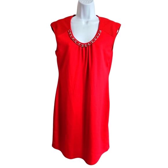 Spense Red Chain Neckline Sleeveless Cocktail Dress Size 8 Party HOCO 90s - Picture 2 of 8